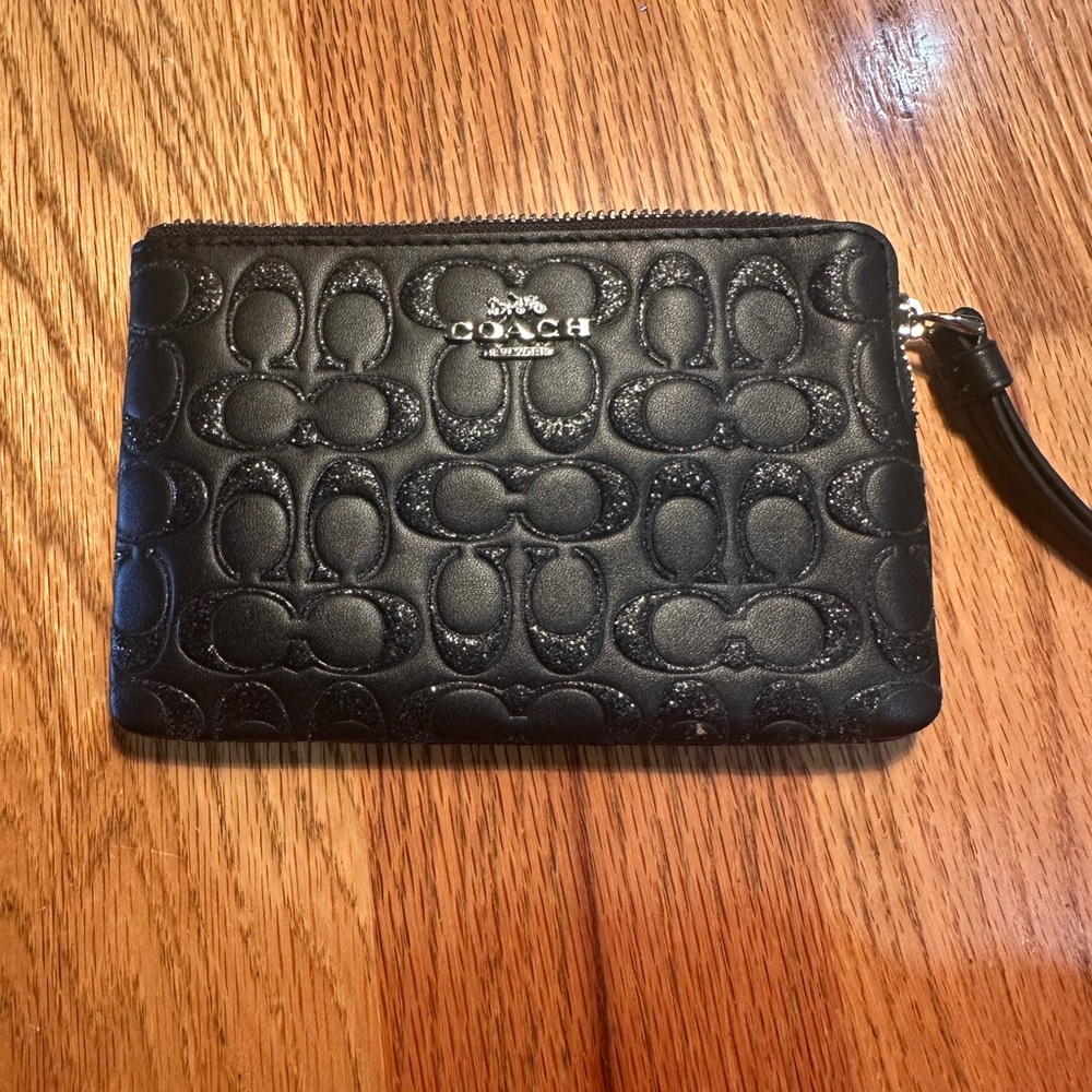 Coach Black Embossed Wristlet